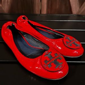 Tory Burch Glossy Red Ballet Flats